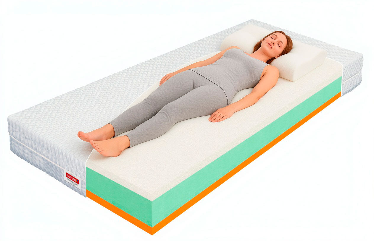 Entspanntes Liegegefühl auf der Thermopur ONE ohne starre Liegezonen.